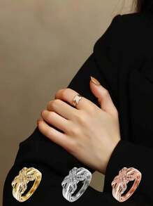 1pc Fashionable Elegant Multi-Layer Crossover Ring Suitable For Women To Wear At Weddings, 925 Sterling Silver Jewelry