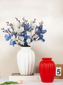 白色红色塑料花瓶，简单的花瓶，用于花卉植物，哑光花瓶，用于现代桌架家居装饰婚礼波西米亚风装饰，复合塑料花瓶，牢不可破的陶瓷外观花瓶，用于家居装饰中心装饰品，布置花束，牢不可破的花瓶，用于花卉，陶瓷外观塑料花瓶，用于家居装饰，客厅，桌子 - 彩色 - 查看 2