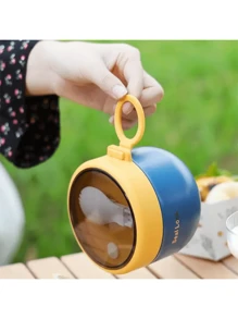 600ML - 大型便捷不锈钢保温午餐盒 - 带手柄，高级保温，可全天保持食物新鲜和热度，可微波加热，非常适合工作或学校、厨房、圣诞节礼物