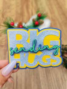1 件装 BIG HUGS 发送，字母标签，碳钢压花，切割刀模，手册制作，手工 DIY 切割模具，可用于相册、节日贺卡 - 銀色-BIG字母 - 查看 2