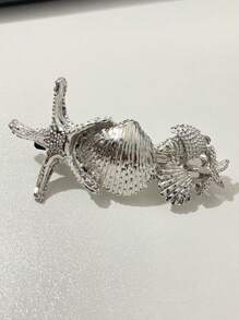 Metal Ocean Series Starfish Shell Clip, Simple Versatile Hair Accessory For Ponytails & Updos,Hair Clips,Hair Barrettes Claw Clips