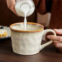 1pc Beautiful Cloud-Shaped Ceramic Mug, Water Ripple Texture Cup, Personalized Milk/Coffee Cup, Valentines Gift