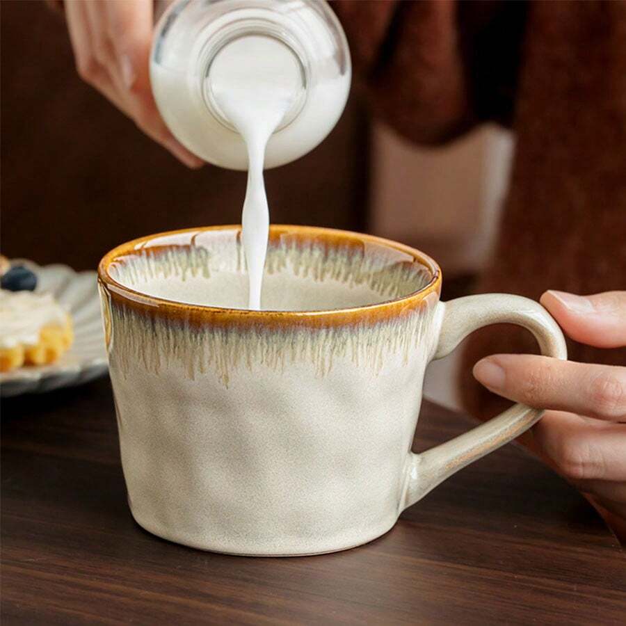 1pc Beautiful Cloud-Shaped Ceramic Mug, Water Ripple Texture Cup, Personalized Milk/Coffee Cup, Valentines Gift