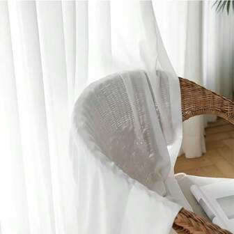1pc Voile Curtain Sheer Transparent For Living Room, Balcony, Bedroom, White Gauze Partition