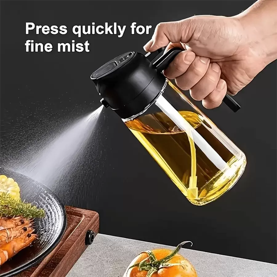 Bộ 4 bình xịt dầu ăn bằng nhựa 2 trong 1, bình đựng dầu ô liu bằng nhựa 15,8oz có chức năng phun sương và nhỏ giọt, bình xịt dầu bằng nhựa 470ml có bộ lọc chống tắc nghẽn, hộp đựng gia vị chống rò rỉ dùng trong nhà bếp, làm salad, chiên rán, nướng.
