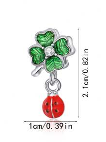 1pc Minimalist Fashion Spring/Summer New Lucky Four Leaf Clover & Ladybug DIY Pendant Accessories For Women, Bracelet Necklace Handmade Crafted Gift