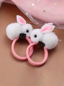 1pc Rabbit Cartoon Hair Scrunchie, Kids Hair Accessories, Cute Hair Tie For Girls