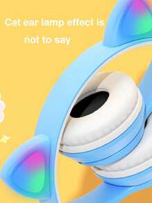 Reletech Wireless Headphones With Cartoon Earring Design, Stereo, Long Battery Life, Low Latency, Sweat-Resistant, Foldable - Baby Blue - View 5