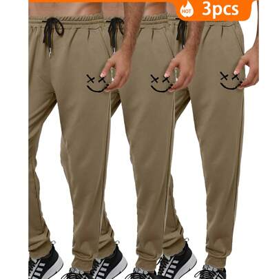 Men's Tapered Sweatpants 3-Pack Running Fitness Pants Drawstring Jogging Pants With Pockets