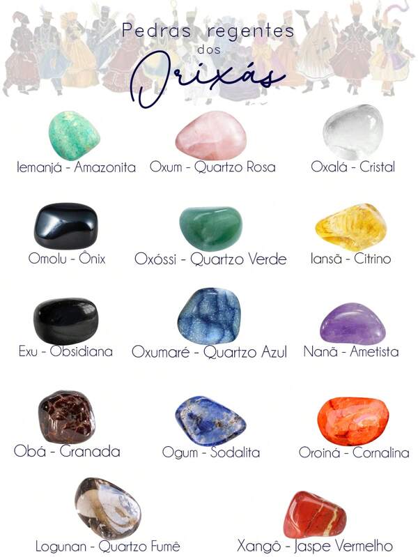 Kit 14 Pedras dos Orixás Cristal Natural Rolado