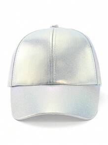 1pc Couple Patent Leather Brim Street Wear Sun-Shielding Decorated Baseball Cap