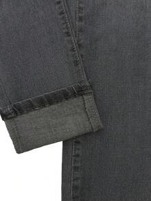 Y2K风格高腰浅蓝色牛仔裤，九分裤长，修身剪裁，凸显身材曲线，适合春夏、度假、节日、休闲牛仔穿搭、牛仔裤、长裤、外出等场合，女士牛仔裤，女士牛仔套装，女士牛仔裤，贴合曲线 - 灰色 - 查看 11