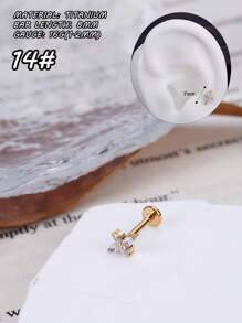 1pc Fashionable Golden Titanium Lip Studs Internal Thread Colored 5A Zirconia Ear Studs Heart Leaf G23 Implant Grade Lip Studs Chain Tassel Daith Earring Nose Ring Nose Septum Jewelry Kite Stone Rook Earrings Hinged Septum Hoops Lips Conch Helix Tragus Earrings Labret Monroe Lip Ring Lip Studs Top Screw Flat Back Earring Studs Conch Labret Monroe Medusa Lip Nose Piercing For Women Men Daily Wear Christmas And Halloween Day Gift - Yellow Gold - View 7