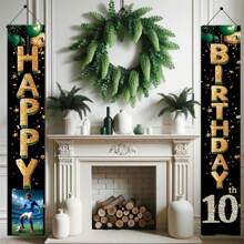 2pcs Customized Birthday Party Backdrop & Door Sign With Photo, Name & Age, Durable Rose Gold Happy Birthday Decorations, Perfect For Indoor & Outdoor Party Celebration