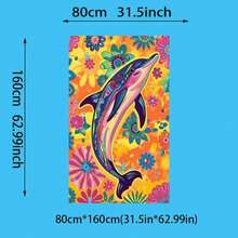 1 件海洋系列动物图案沙滩巾，个性化柔软舒适毛绒沙滩巾 - 彩色 - 查看 22