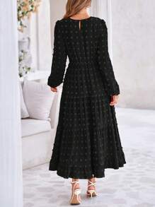 Vestido elegante de manga larga para mujer, de otoño y primavera, con lunares suizos, un elegante vestido informal para fiestas, bodas y salidas.