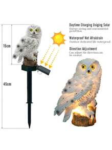 1 Solar LED Resin Owl Courtyard Decorative Light, Semi Embedded Floodlight With Light Sensor, Detachable Fixing Device, Solar Powered, Including Installation Hardware, 600mAh Nickel Battery - Decorative Lawn Light For Garden, Courtyard, Trail, Owl Solar Lights, Outdoor Garden Lighting For Pathway, Yard, Patio - Warm Light - View 10