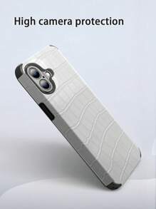 Crocodile Pattern 1pc Crocodile Skin Pattern Leather Shockproof Phone Case With Rotary Sound Design, Compatible With IPhone