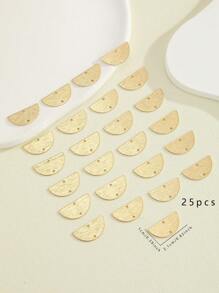 25pcs/Pack Jewelry Making Earring Findings, Textured Half Round Double Loop Accessories - Brass - View 4
