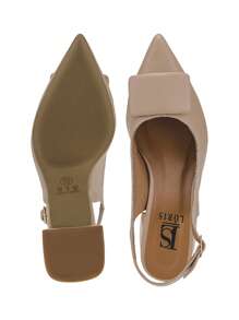 Women's Slingback Pumps Comfortable Dress Shoes With Buckle 18103 - Nude - View 7