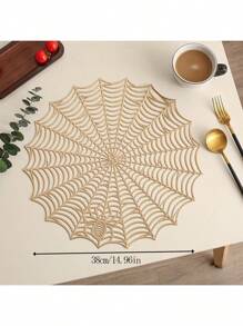 1 pieza Salvamanteles con aislamiento térmico con diseño de telaraña de Halloween, mantel de mesa de PVC con patrón de araña y calabaza recortada, gran posavasos, anti-escaldadura, anti-manchas, fácil de limpiar, decoración protectora de escritorio