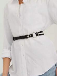 Women's Fashion Gothic PU Leather Cinch Belt, Street Style Versatile For Daily Wear, Parties, And Outfits