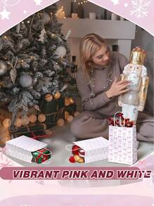 12个粉色蝴蝶结纸质礼品袋,适合女士生日、圣诞派对、婚礼回礼、糖果袋,带提手,适用于生日、婚礼季、情人节、派对回礼、生日装饰、派对回礼装饰、婚礼装饰、单身派对装饰、单身派对礼物、单身派对、新娘送礼会回礼、婚礼宾客回礼、圣诞礼品袋、圣诞包装纸、圣诞袋、派对袋、单身派对袋 - 粉色 - 查看 8