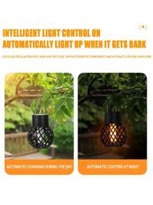 4 件装 LED 户外火焰效果吊灯防水花园装饰灯太阳能仙女灯适用于露台花园庭院 - 彩色 - 查看 8