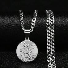 SAINT MICHAEL PROTECT US Archangel Stainless Steel Necklaces Chain Men/Women Gold Color Choker Necklace - Necklace - View 18