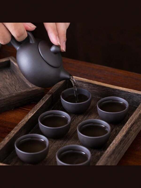 Set da tè in ceramica viola da 7 pezzi, composto da teiera, tazzine da tè in porcellana, tazza da tè raffinata, set da tè per adulti, infusore da tè, teiera con 4 tazzine in ceramica, set da tè kung fu per la casa e da viaggio portatile, molto adatto per uso all'aperto, ideale come regalo della festa del papà, regalo consigliato per la festa del papà e per il rientro a scuola