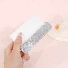 1pc, Rhinestone-Studded Collection, White Rhinestone Credit Card Case, Card And Business Card Holder, Bank Card Storage And Document Box, Clay Rhinestones, High-End Multi-Faceted Glass Rhinestones, Plastic Glittering Rhinestone Office Desk Memo Clip, Portable Elegant Office Card Case, Luxury Gift Accessory With Multi-Faceted Glass Gemstones.