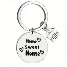 Housewarming "Home Sweet Home" Stainless Steel Mini House Keychain Car Accessories Bag Charm Backpack For School Cute Goth Y2k Halloween Accessories Teachers Day Christmas Gift Ideas Gifts For Mother, Father, Graduation, And Teacher - Silver - View 6