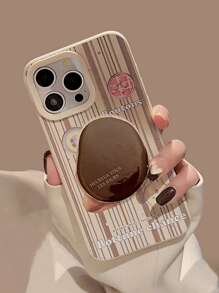 GUCADI 1 chiếc Giá đỡ điện thoại họa tiết sọc dọc cổ điển + hạt cà phê, Ốp lưng điện thoại họa tiết sọc retro cao cấp thời trang thu đông, Chống rơi, tương thích với dòng 16/15/14/13/12, Chống nước, Chống sốc, Chống trầy xước - Nhiều màu - Xem 5