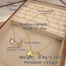 1 件情侣心形箭头/小铃铛吊坠项链，适合情侣佩戴/节日礼物