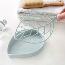 2pcs Leaf Shaped Soap Dish Set, Non-Slip Bathroom Soap Holder, Shower Drainage Tray, Decorative Soap Storage Tray For Home And Kitchen, Plastic Material