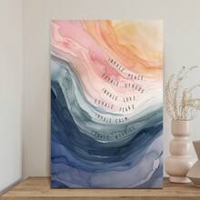 Framed Mental Health Poster Inhale Exhale Meditation Wall Art Vintage Abstract Watercolor Canvas Prints For Therapy Office Calming Corner Wall Decor