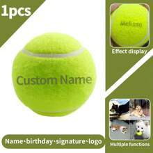 1 bola de tênis personalizada, personalizada com nome, presente de Natal/aniversário, alta elasticidade para treinamento e jogo de iniciantes, bola de massagem para animais de estimação, brinquedo de mastigar, acessório de tênis com logotipo personalizado, suprimentos para animais de estimação para alívio do estresse