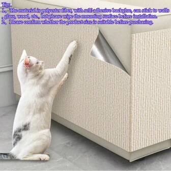 1pc Self-Adhesive Cat Scratching Pad Mat Carpet Couch Furniture Protector, Pet Scratch Toy, Cat Scratch Trainer, Self-Stick Cat Scratch Board