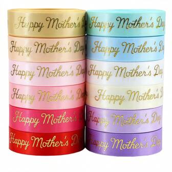 5 Yards/Lot 19mm Size Mother's Day Ribbon Stain Stripes,Bronzing Bow Cap Accessories Party Gift Wrap DIY Handmade