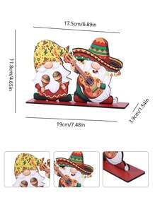 1pc 2D Flat Decoration, May 5th Party Decor, Mexican Wooden Tabletop Center Piece, Party Decoration Gift, Birthday Graduation Ceremony - Multicolor - View 10