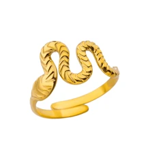 1 st. Gouden Kleur Roestvrijstalen Slangenringen Voor Vrouwen Mannen Open Verstelbare Ring Vintage Gotische Punk Feest Esthetische Sieraden