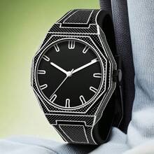 PINTIME 1 件时尚男士石英表，运动设计，电子运动，硅胶表壳和表带，电池供电，橙色蓝色白色黑色表盘，适合时尚休闲配饰 - 白色 - 查看 11