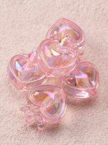 5pcs Bright Iridescent Crown & Heart Shaped Beads, DIY Jewelry Accessory