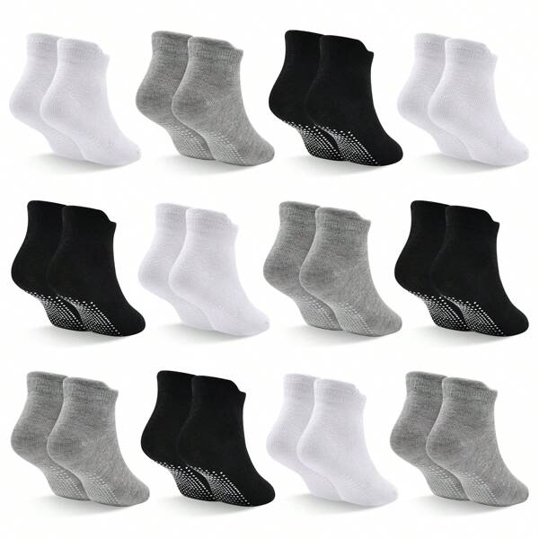 Toddler Socks Baby Non Slip Socks 12 Pairs Toddler Grip Socks Anti Slip Socks For 1-3 Years Boys And Girls