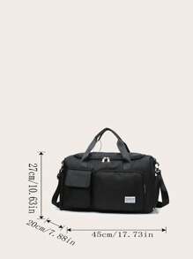 轻便行李包，配有可调节肩带和手柄，多隔层旅行包，配有行李带和鞋隔层，旅行必需品，便携式收纳包 - 黑色 - 查看 3