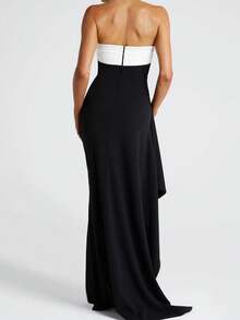 Elegante vestido sin espalda elegante para boda, cumpleaños, club, fiesta, sexy para primavera y verano para mujeres, para Eid, Pascua, Día de San Patricio - Blanco y Negro - Ver 2