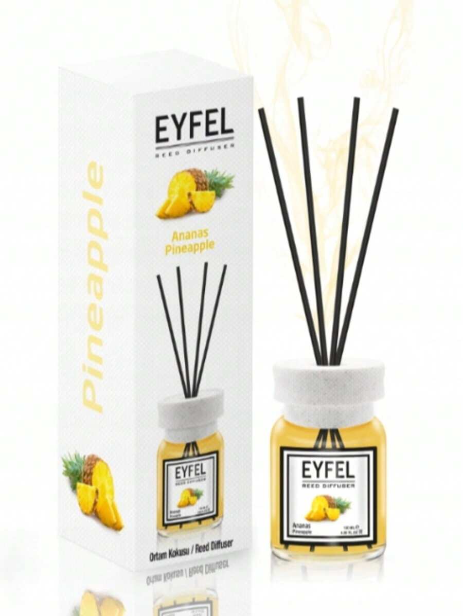 埃菲尔香水扩散器 120 毫升，带 4 根芦苇棒，芳香疗法精油扩散器，浴室和办公室装饰，适用于家庭、卧室、客厅的芦苇扩散器套装，绝佳的礼物创意，空气清新剂 - ananas - 查看 1