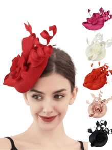 1 件女士头饰肯塔基头饰德比药盒帽头带夹发饰适用于人造羽毛婚礼茶会帽