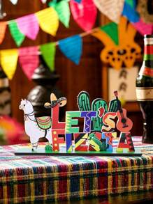 1pc 2D Flat Decoration, May 5th Party Decor, Mexican Wooden Tabletop Center Piece, Party Decoration Gift, Birthday Graduation Ceremony - Multicolor - View 12