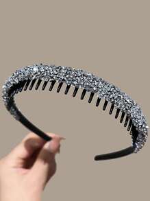 3 pezzi Fasce per capelli da donna con cristalli strass schiacciati, antiscivolo, accessori per capelli multiuso con decorazione in strass, adatti per la pulizia del viso e l'uso quotidiano, tiara, fascia per capelli, fascia, cerchietto per capelli, accessori per capelli a zig zag